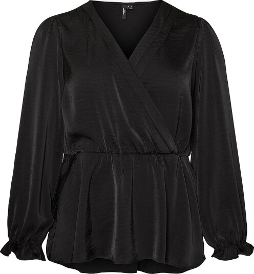 Vero Moda Curve   Omslagsbluse vmcMary L/S Top Wvn Cur   Svart