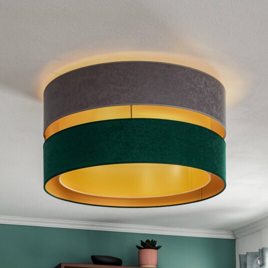 Duolla Taklampe Golden Duo Ø 60 cm grå/mørkegrønn/gull