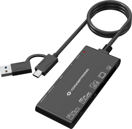 Conceptronic BIAN10B 7-i-1 minnekortleser USB-A USB-C Svart Conceptronic BIAN10B 7-i-1 minnekortleser USB-A USB-C Svart