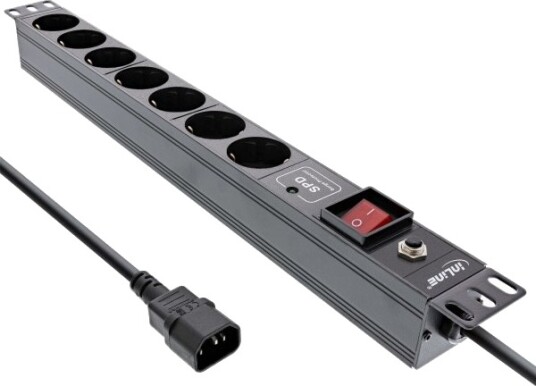 Inline 16427S 7 Ac-Utganger C14 Kopling Iec 320 2500 W 1,5 Mm² C14 Kopling Svart