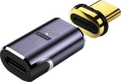 140W Magnetisk Type-C Adapter Rett Vinkel - USB-C Hunn til USB-C Hann - Støtter 40Gbps Data og 8K Video