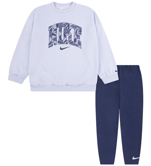 Nike Sett Collegegenser/Leggings Midnight Navy 7 år 122 Joggedress Blå Lilla