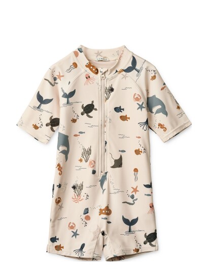 Liewood Max Printed Shortsleeve Swim Jumpsuit Beige 56(1M