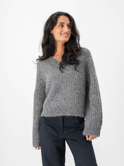 Selected Femme Anjuli Long Sleeve Knit V Neck Grå L