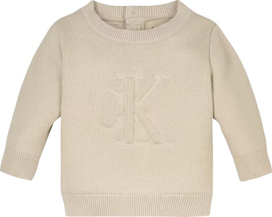 Calvin Klein Genser Strikk Monogram Hvitkappegrå Calvin Klein 68 Genser Beige 62