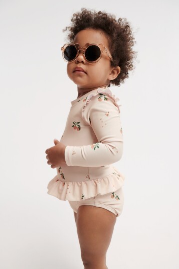Liewood Sille baby printed swimsuit – peach/sea shell   74