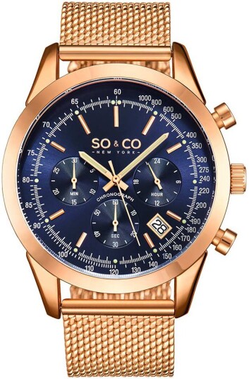 So & Co New York Herreklokke 5535.8 Tribeca Blå/Rose gulltonet