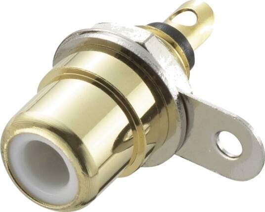 Tru Components 719258 Cinch-Kontakt For Innbygging Loddrett Pol: 2 Hvit 1 Stk