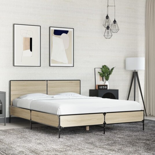  Sengeramme sonoma eik 120x200 cm konstruert tre og metall 8721102612893
