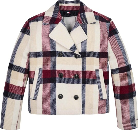 Tommy Hilfiger Jakke Sjekk Peacoat Krem Rutet med Navy/Rød Tommy Hilfiger 12 år (152) Overgangsjakke Blå Hvit