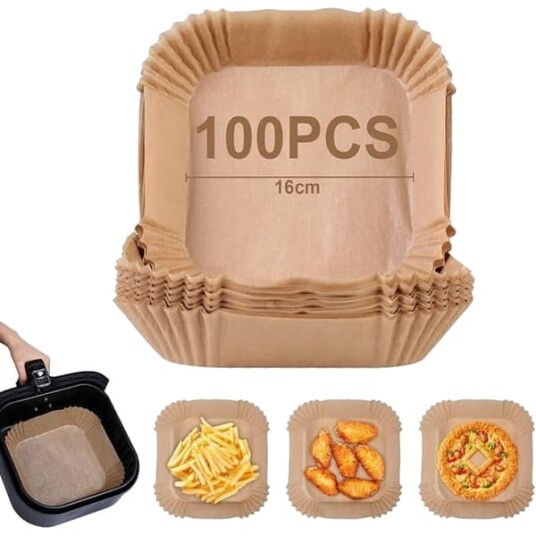 Airfryer bakepapir 100 stk 16 cm Airfryer bakepapirforing engangs non stick oljefritt bakepapir Airfryer tilbehør [HK]