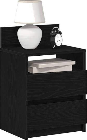  Nattbord 2 stk med 2 skuffer svart 40x33x60 cm