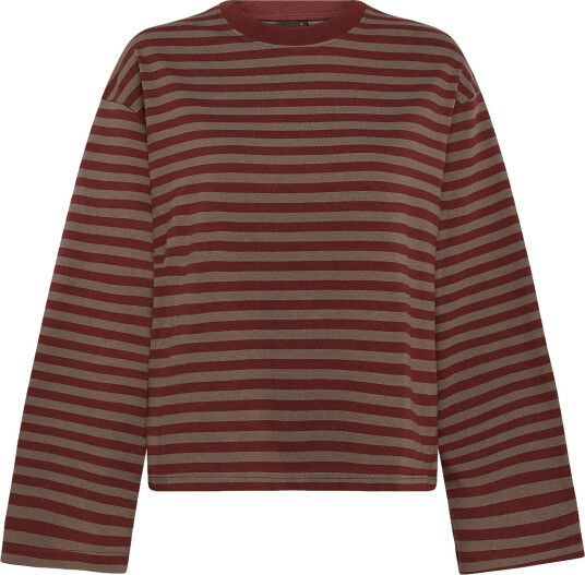 Gina Tricot Stripe Long Sleeve Tee Burgundy XL