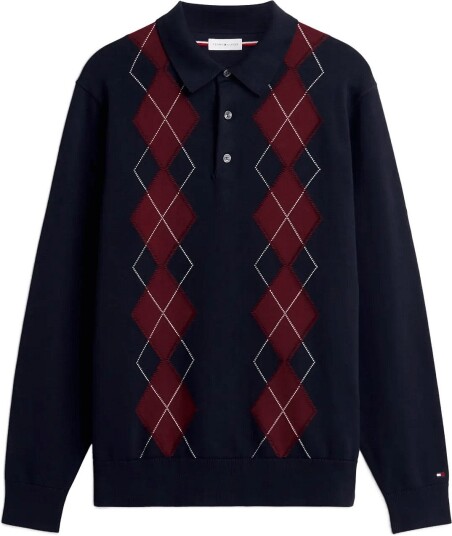 Tommy Hilfiger Placed Argyle Ls Polo NAVY BLUE S