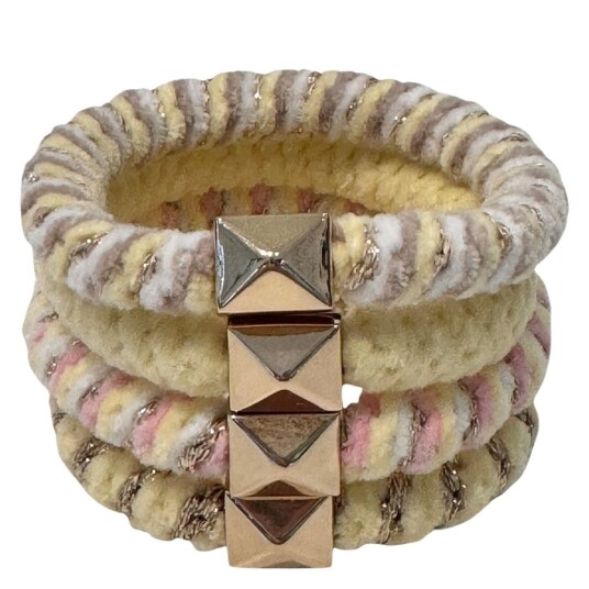 DARK Fluffy Fat Hair Tie With Gold Yellow Mix 4pcs