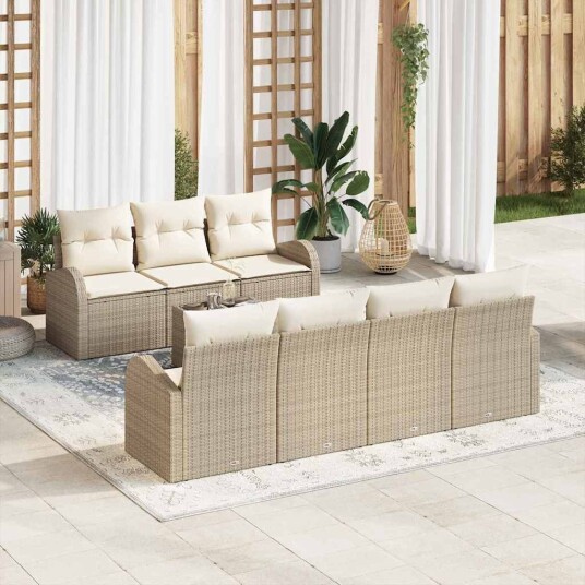 Hagesofa Set 8 pcs Beige 55 x 55 x 37 cm polyrotting