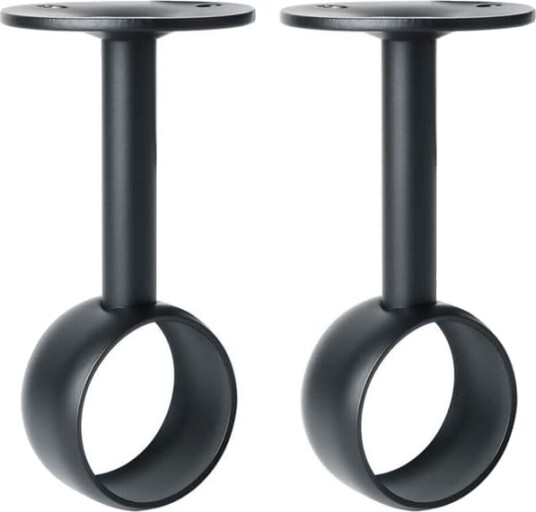2 delt gardinstangbrakettsett garderobestøtte med skruer matt svart rustfritt stål. 32 mm diameter