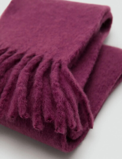 Mango Fringed Edge Scarf   Burgundy   ONE SIZE
