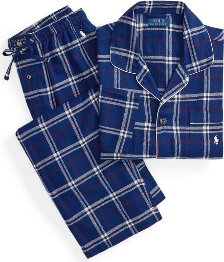 Polo Ralph Lauren Plaid Flannel Sleep Set   NAVY RED WHITE PL   XL