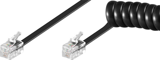 Goobay RJ10 Spiralkabel 4m - Svart Telefonkabel