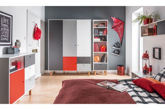 Kommode Concept Hvit / Mørkegrå / Rød VOX