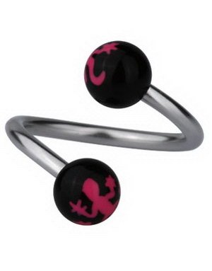 Øyenbrynspiercing med Salamander Svart/Rosa 1.2 x 10 mm