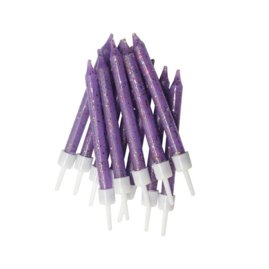 Kakelys Glitter Mørk Lilla Pk/12 