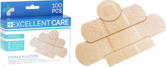 PLASTER VANNTETT 100STK 4 STØRRELSER