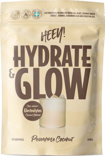 Heey! Hydrate & Glow Electrolytes + Coll-egan® Pineapple Coconut 240 g Heey! Hydrate & Glow Electrolytes + Coll-egan® Pineapple Coconut 240 g