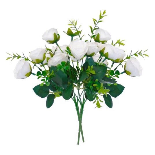 Northix 2pakning Blomsterbukett i plast Roser Hvit