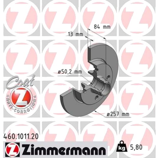 Bremseskive ZIMMERMANN 460.1011.20