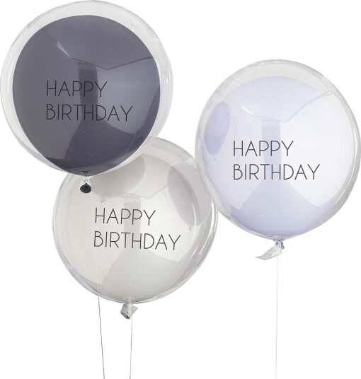 Ginger Ray Ballonger Doble Happy Birthday Blå 3-pakning MIX-513