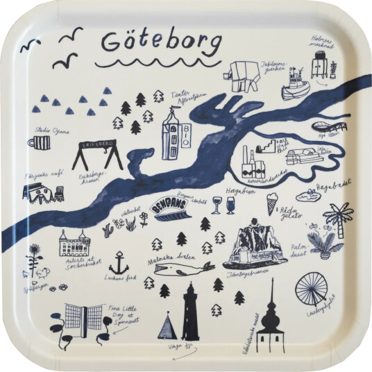 Fine Little Day Gothenburg brett 32 x 32 cm White Blue