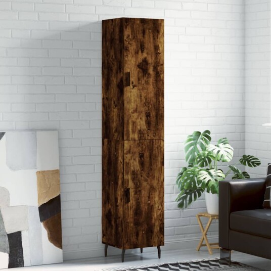 vidaXL Highboard røkt eik 34,5x34x180 cm konstruert tre 8720845482282 vidaXL Highboard røkt eik 34,5x34x180 cm konstruert tre 8720845482282