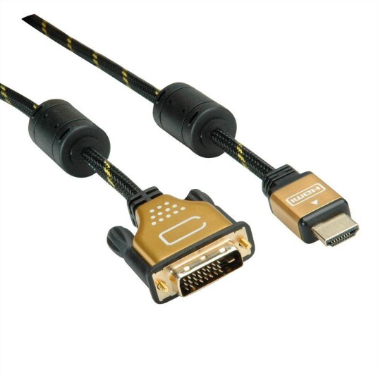ROLINE GOLD DVI(24+1)-HDMI Cable. Male/Male. 5.0m Factory Sealed