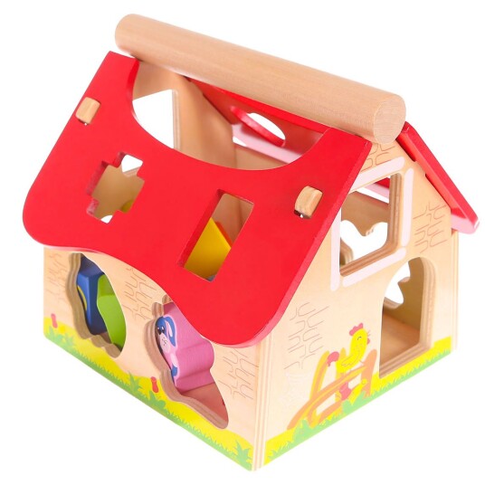 Trehus bondegård sorteringsklosser ECOTOYS Trehus bondegård sorteringsklosser ECOTOYS