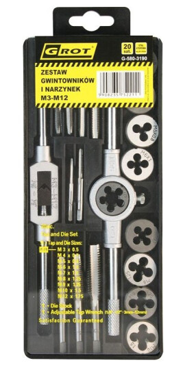 Set Med Driv Og Kraner M3-M12 20 Deler Set Med Driv Og Kraner M3-M12 20 Deler