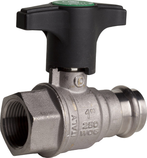 10 stk Pettinaroli TEA Press kuleventil med høyt T håndtak i plast 22 mm x 3/4" hylse/press