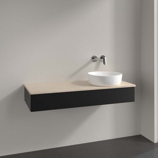 Villeroy & Boch  Antao Servantskap med 1 skuff 120x50x19 cm m/lys Sort Matt/Crème