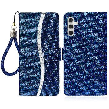 Samsung Galaxy A15 Stilig lommeboketui med glitter   blå