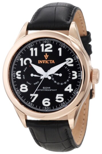 Invicta Herreklokke 11742 Vintage Sort/Lær Ø45 mm