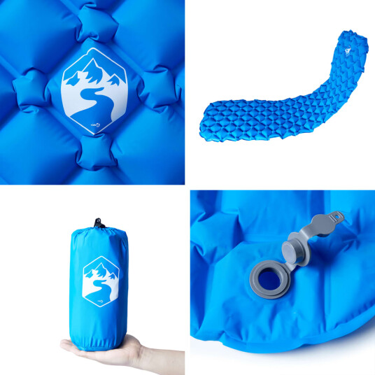 vidaXL Oppblåsende campingmadrass blå 190x58x6 cm