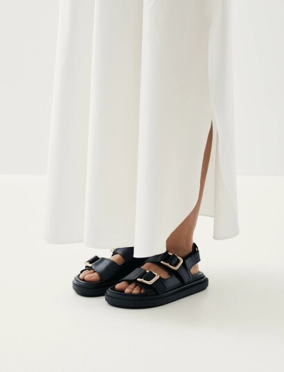ALOHAS Harper Cream Leather Sandals Black 39 ALOHAS Harper Cream Leather Sandals Black 39