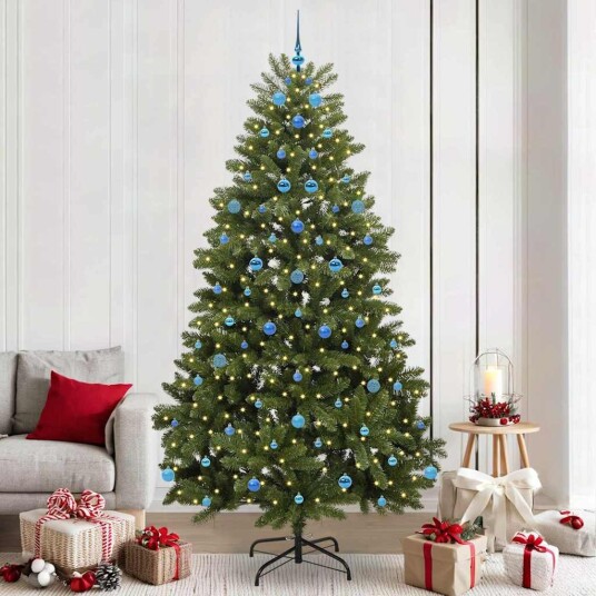  Kunstig juletre med LED  stripelys grønn 240 cm PVC og metall