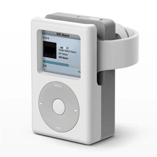 MP3 Style ladestativ i silikon for Apple-klokke Grå/Hvit MP3 Style ladestativ i silikon for Apple-klokke Grå/Hvit