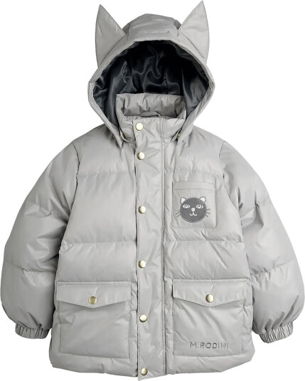 Mini Rodini Cat Ears Heavy Puffer Grey 80/86