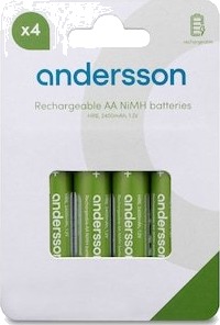 Andersson oppladbare AA batteri 4 pk
