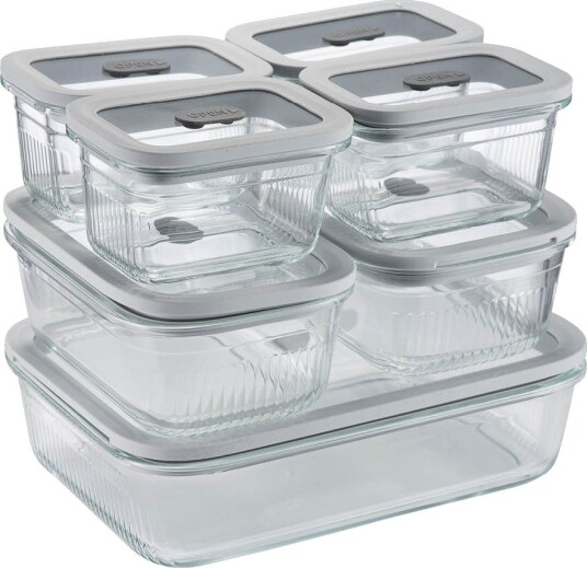 Anders Petter - Clear Nest oppbevaringssett 7 deler 0,3L + 0,8L + 2L klar/lys grå