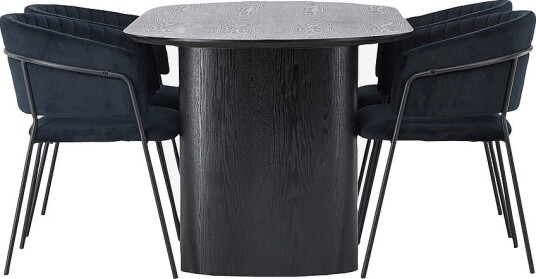 Venture Home Spisegruppe Isolde med 4 stk stoler Selma Svart Venture Home Spisegruppe Isolde med 4 stk stoler Selma Svart