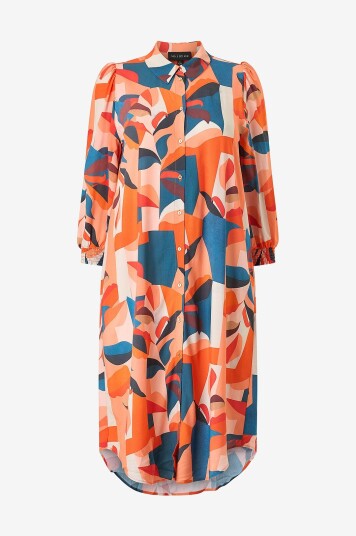 NO. 1 BY OX   Skjortekjole Puff 3/4 Sleeves   Flerfarget